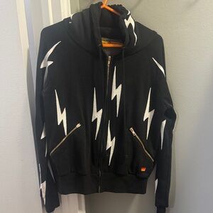 Black Hoodie with White Lightning Bolts